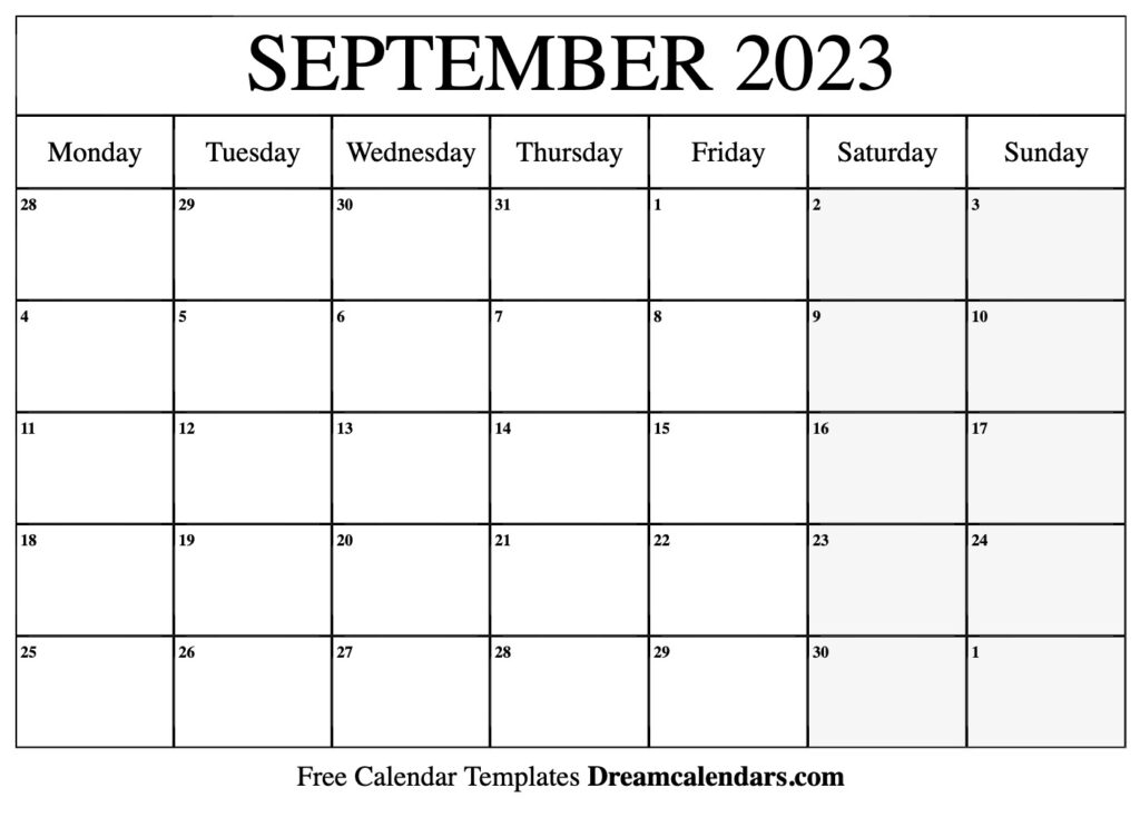 September 2023 Calendar Free Blank Printable Templates