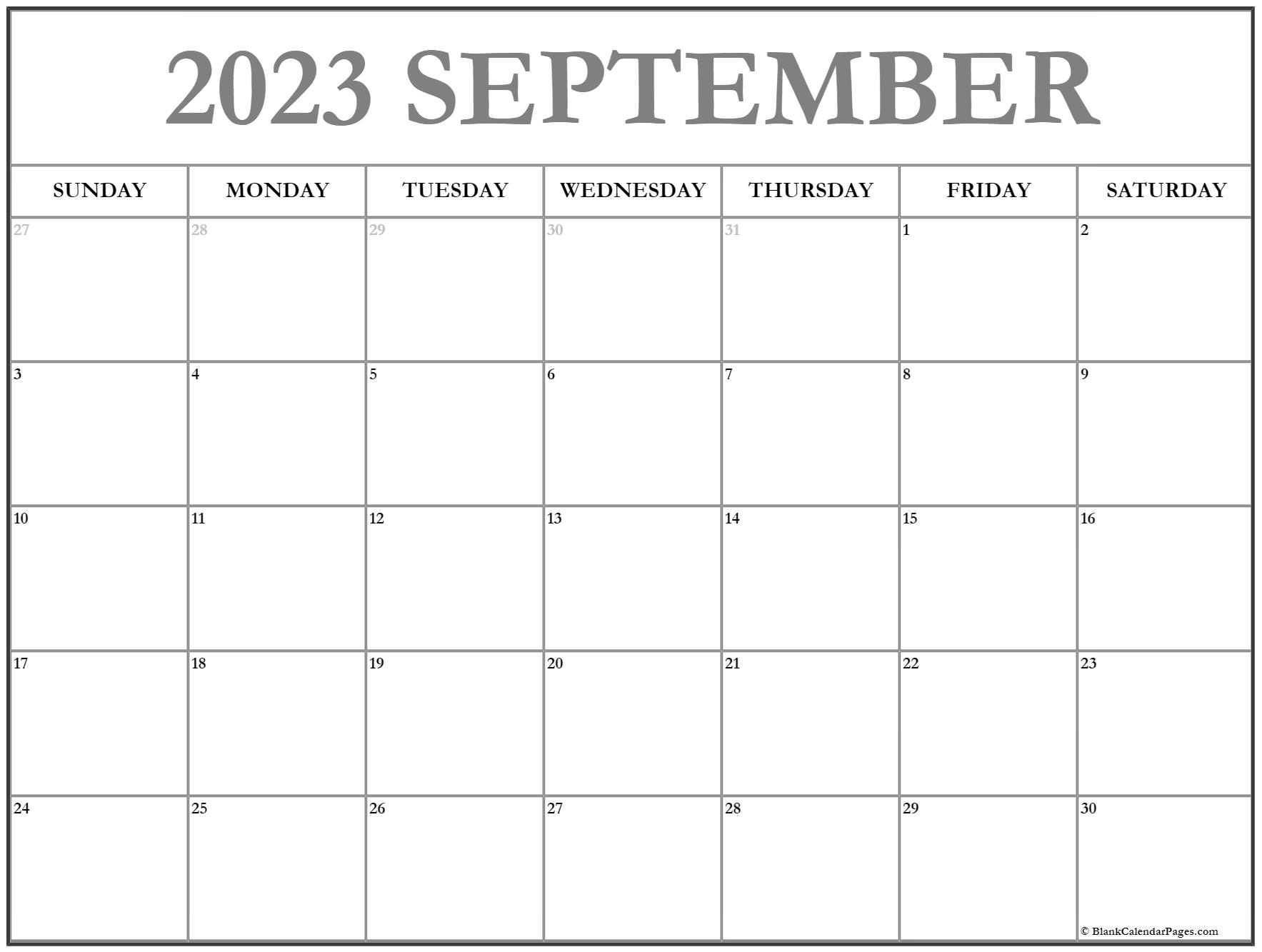 September 2023 Calendar Free Printable Calendar