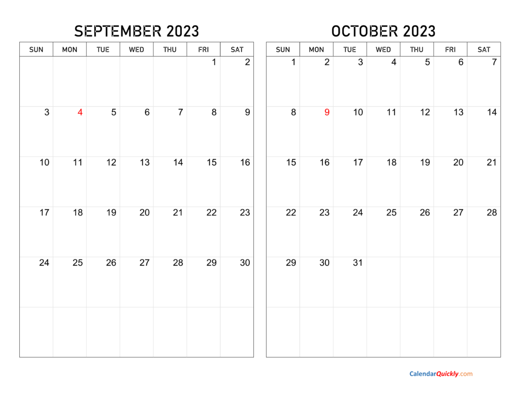 September And October 2023 Calendar Calendar Quickly