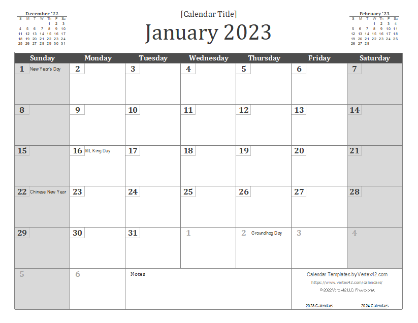 2023 Calendar Templates And Images