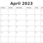 April 2023 Blank Calendar Template