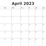 April 2023 Calendar