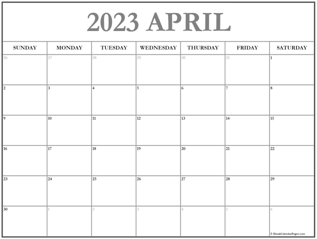 April 2023 Calendar Free Printable Calendar