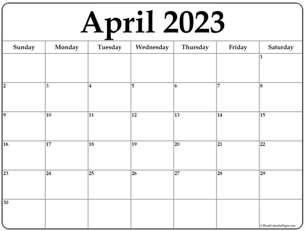 April 2023 Calendar Free Printable Calendar