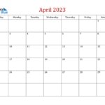 April 2023 Calendar PDF Word Excel