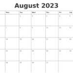 August 2023 Calendar