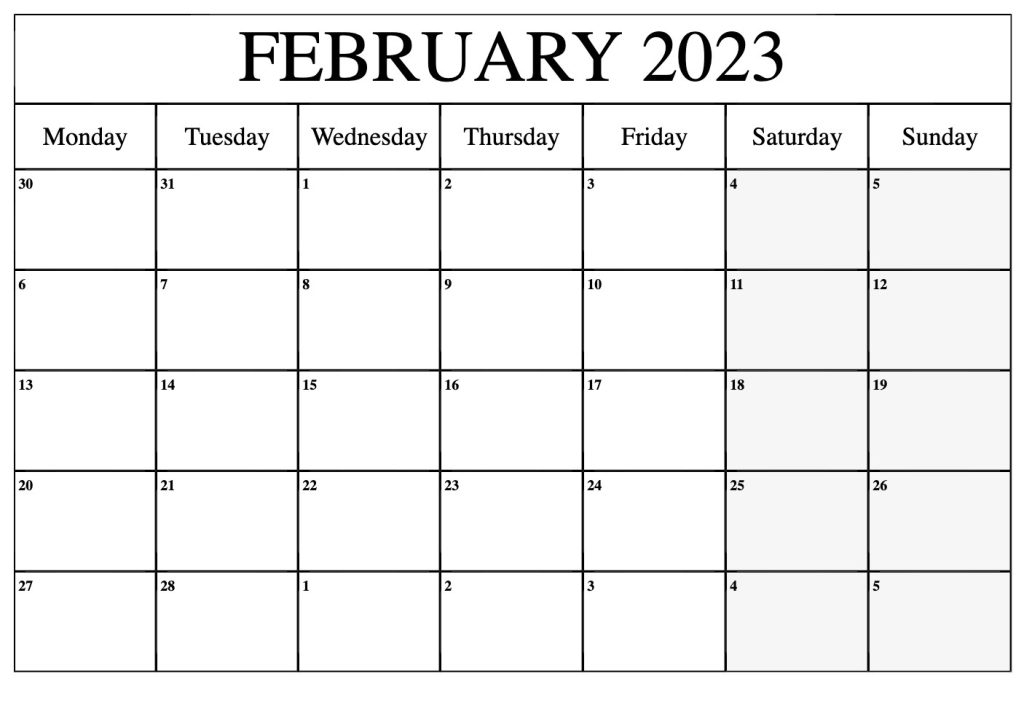 Blank February 2023 Calendar Organize Your Appointments