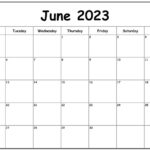 Blank June 2023 Calendar Pdf Word Excel