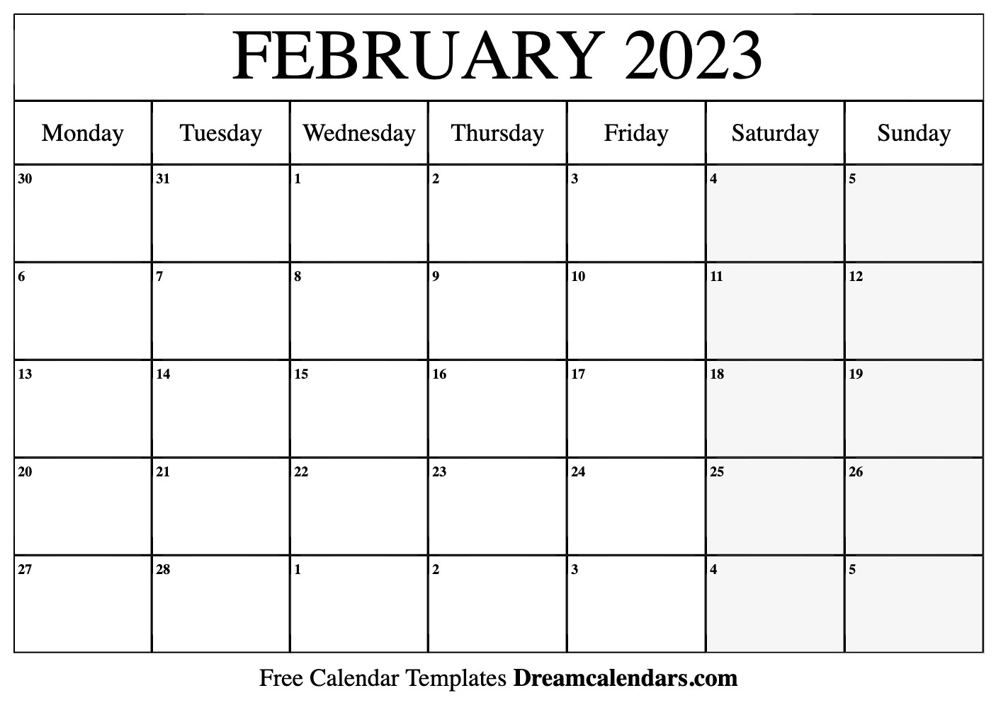 Download Printable February 2023 Calendars