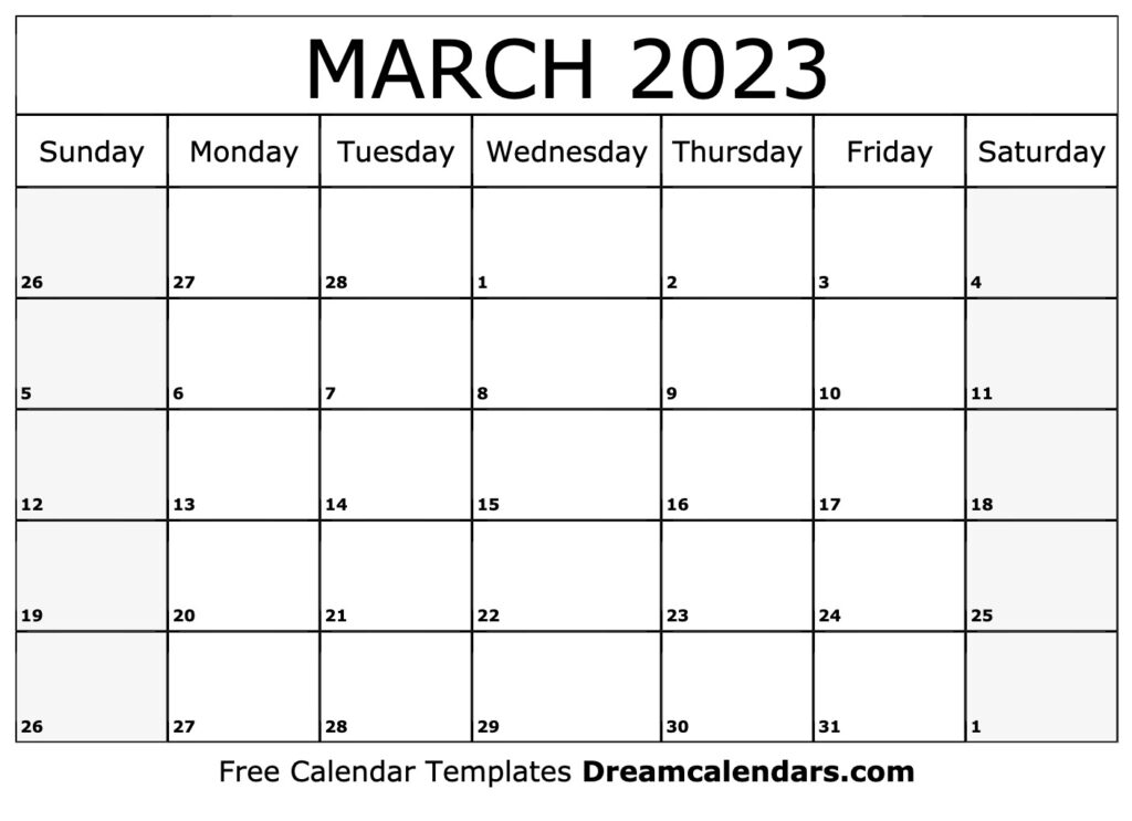 Download Printable March 2023 Calendars