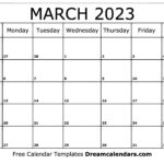 Download Printable March 2023 Calendars