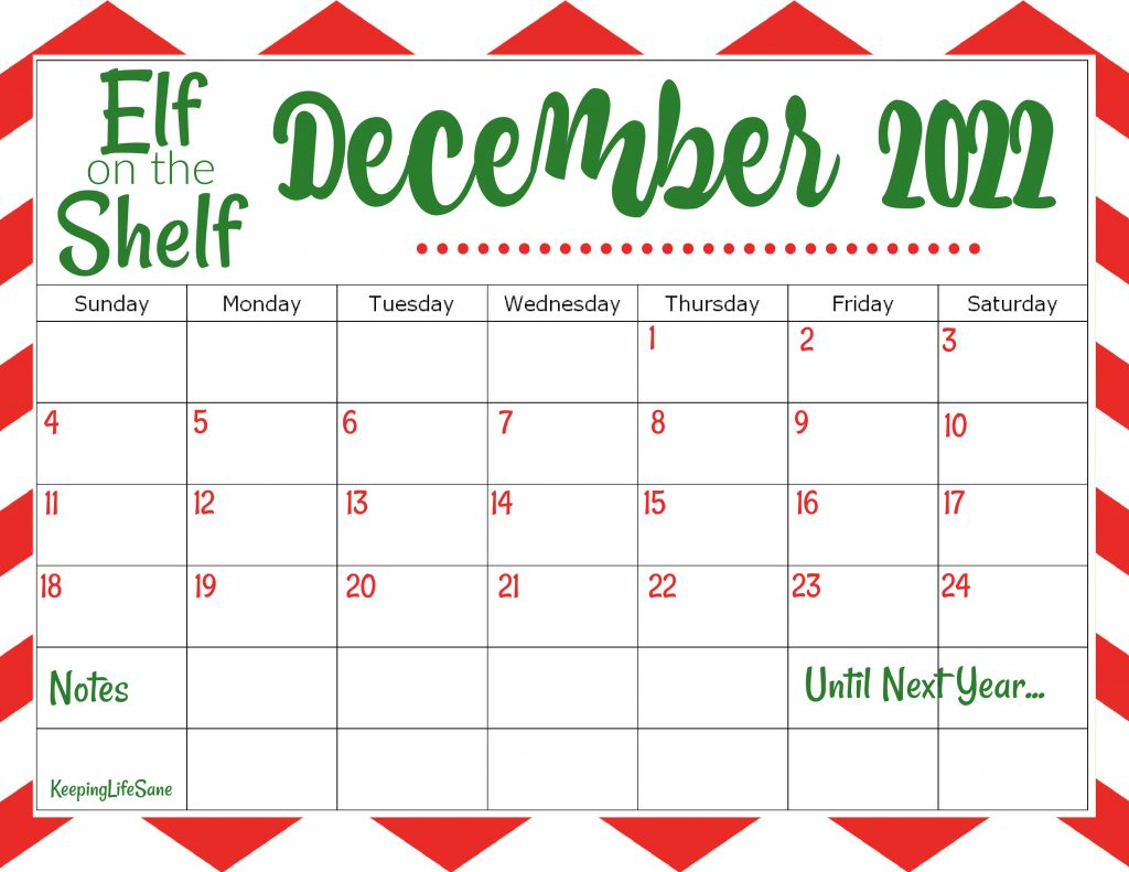 Elf On The Shelf Calendar 2022 Keeping Life Sane