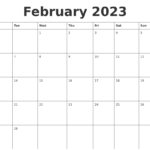 February 2023 Calendar Printable Printable Word Searches