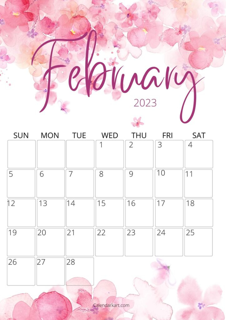 Free Cute Printable February 2023 Calendar CalendarKart