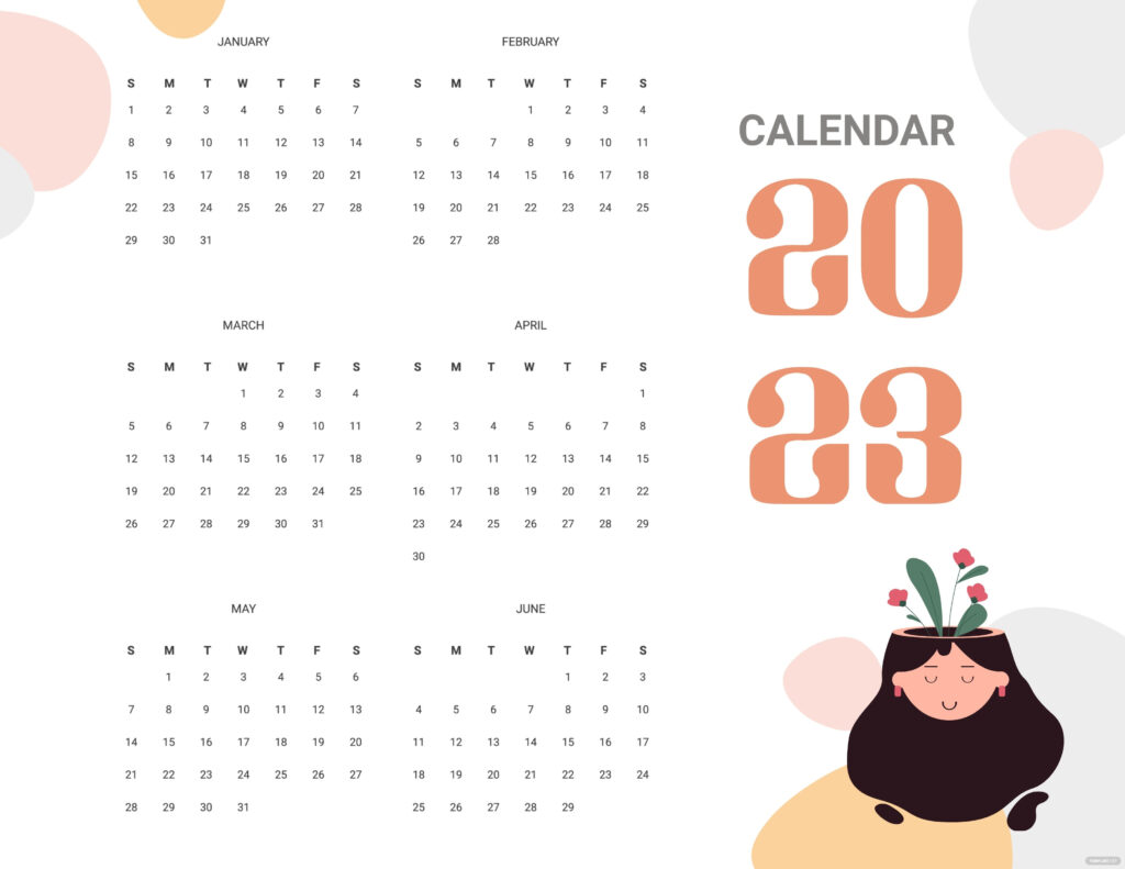 Free Free Blank Year 2023 Calendar Template Illustrator PSD 