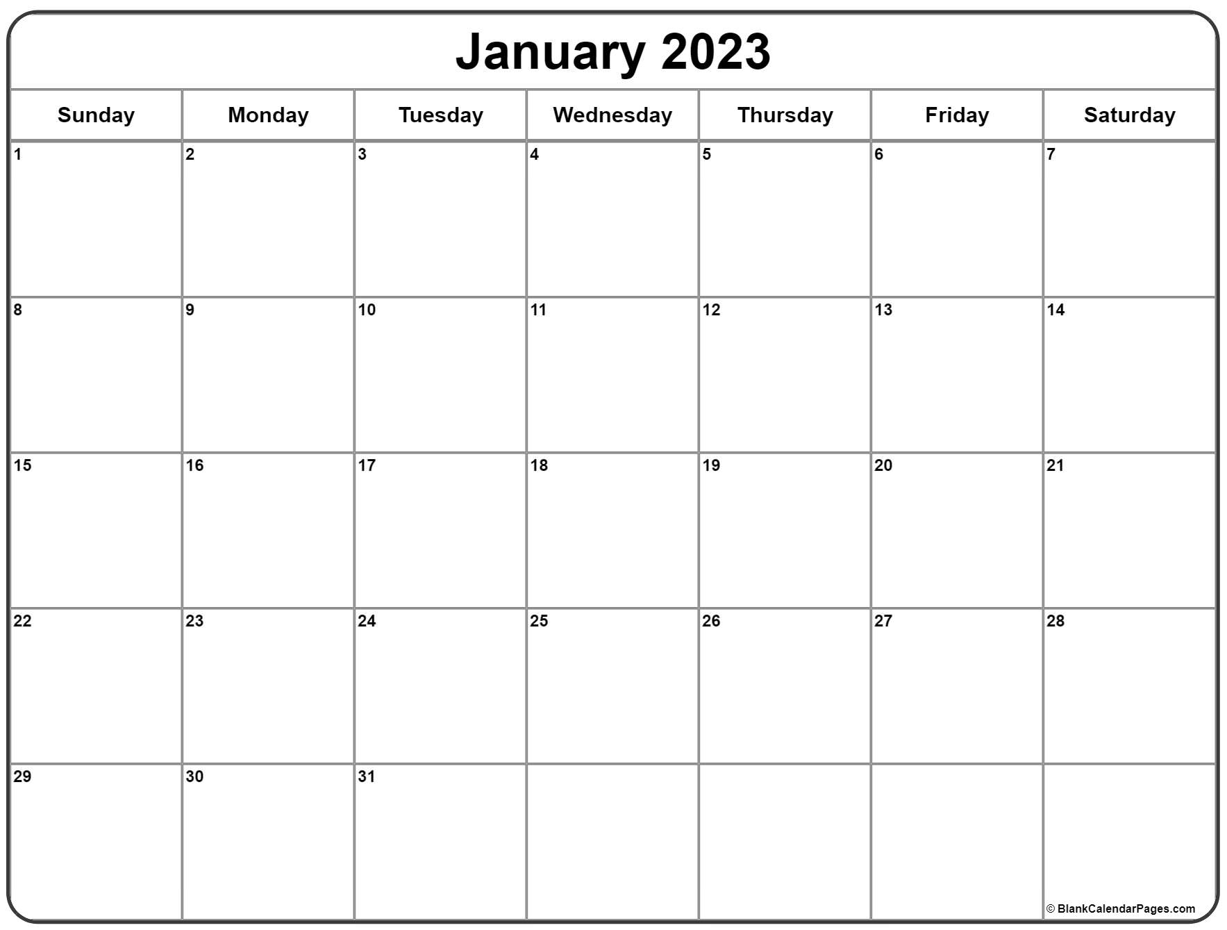 January 2023 Calendar Free Printable Calendar