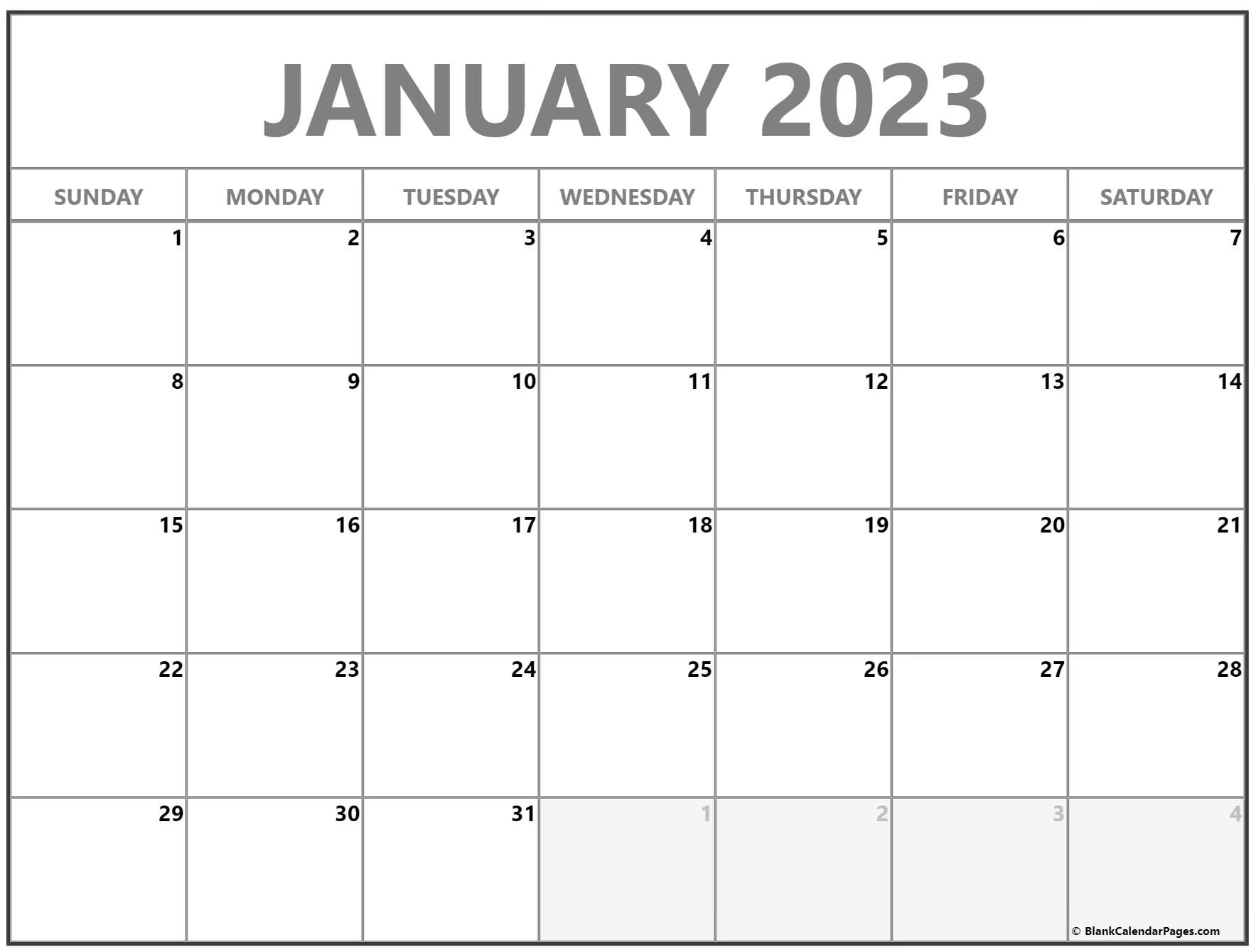 January 2023 Calendar Free Printable Calendar