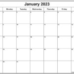 January 2023 Calendar Free Printable Calendar