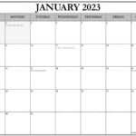 January 2023 With Holidays Calendar