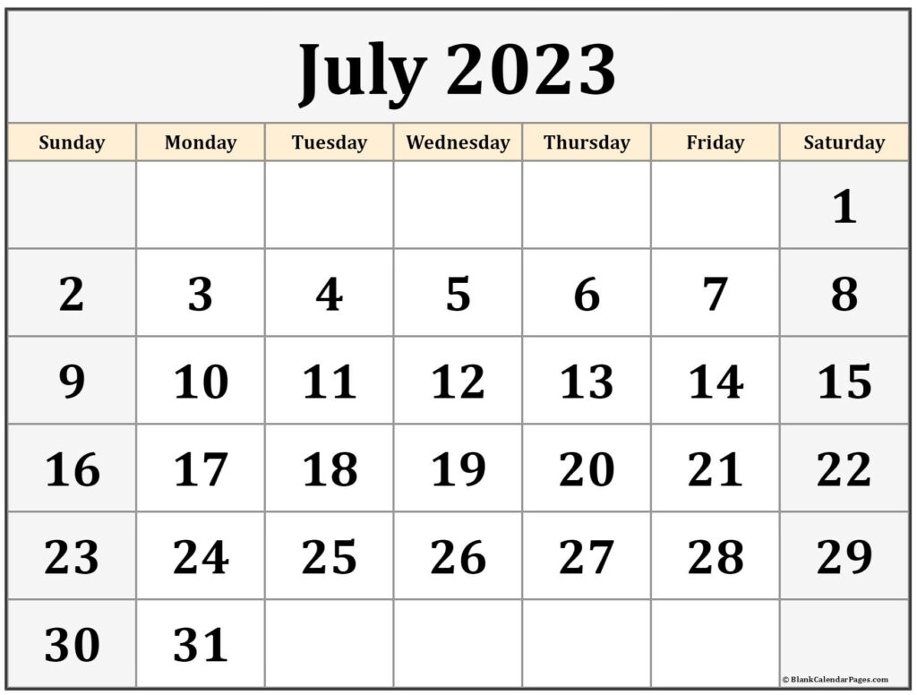 July 2023 Calendar Free Printable Calendar