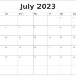 July 2023 Word Calendar