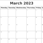 March 2023 Blank Calendar
