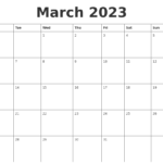 March 2023 Blank Calendar Template