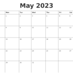 May 2023 Calendar