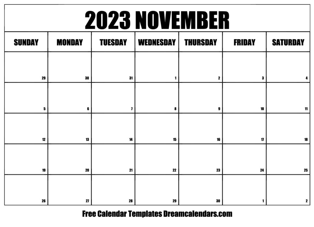 November 2023 Calendar Free Blank Printable Templates