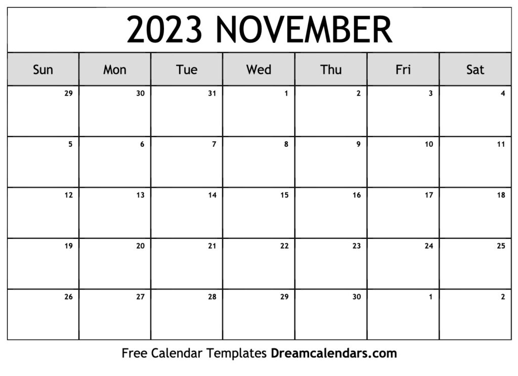 November 2023 Calendar Free Blank Printable Templates