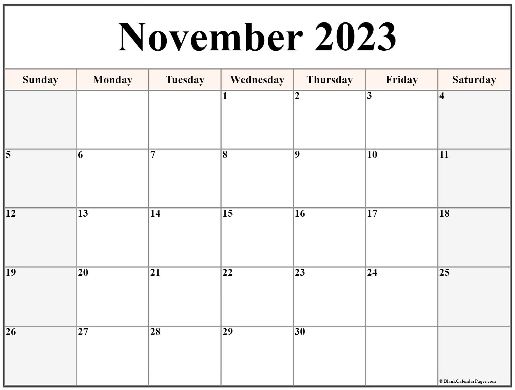 November 2023 Calendar Free Printable Calendar