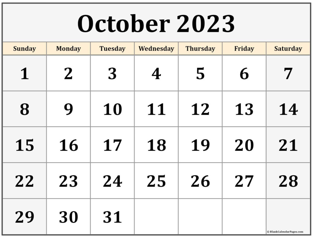 October 2023 Calendar Free Printable Calendar