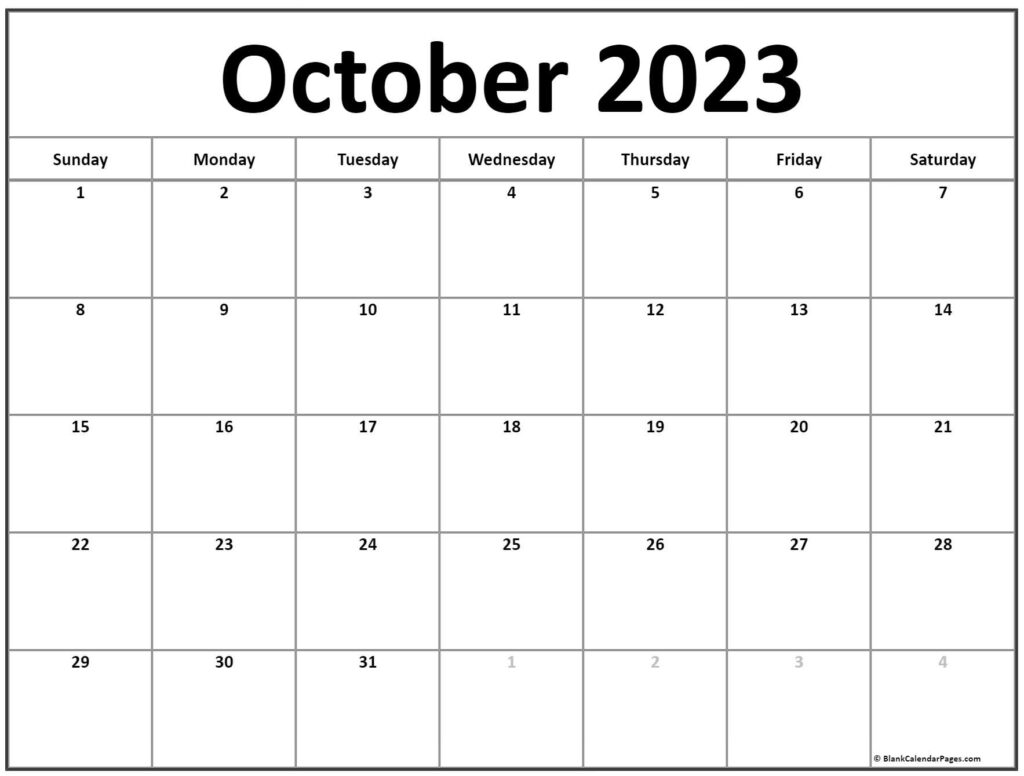 October 2023 Calendar Free Printable Calendar