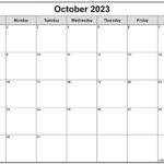 October 2023 Calendar Free Printable Calendar