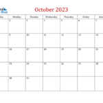 October 2023 Calendar PDF Word Excel