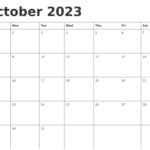 October 2023 Calendar Template