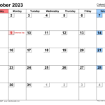 October 2023 Calendar Templates For Word Excel And PDF