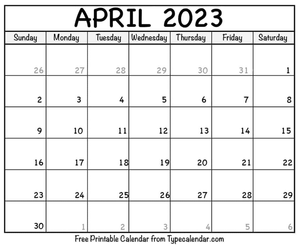 Printable April 2023 Calendar Templates With Holidays FREE 