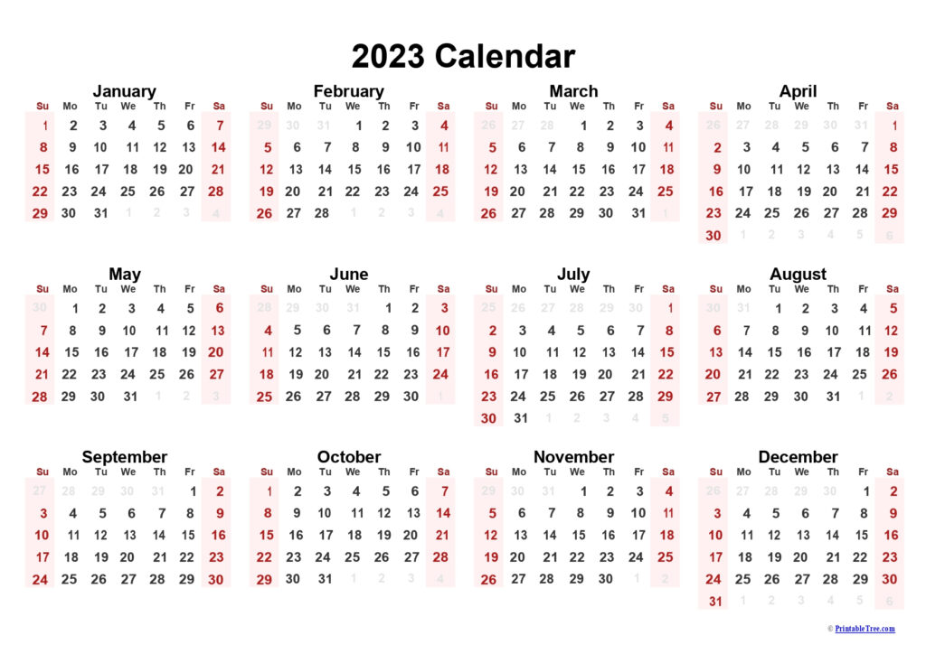 Printable Calendar 2023 One Page With Holidays Single Page 2023 