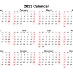 Printable Calendar 2023 One Page With Holidays Single Page 2023