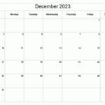 Printable December 2023 Calendar Classic Blank Sheet