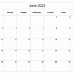 Printable June 2023 Calendar Classic Blank Sheet