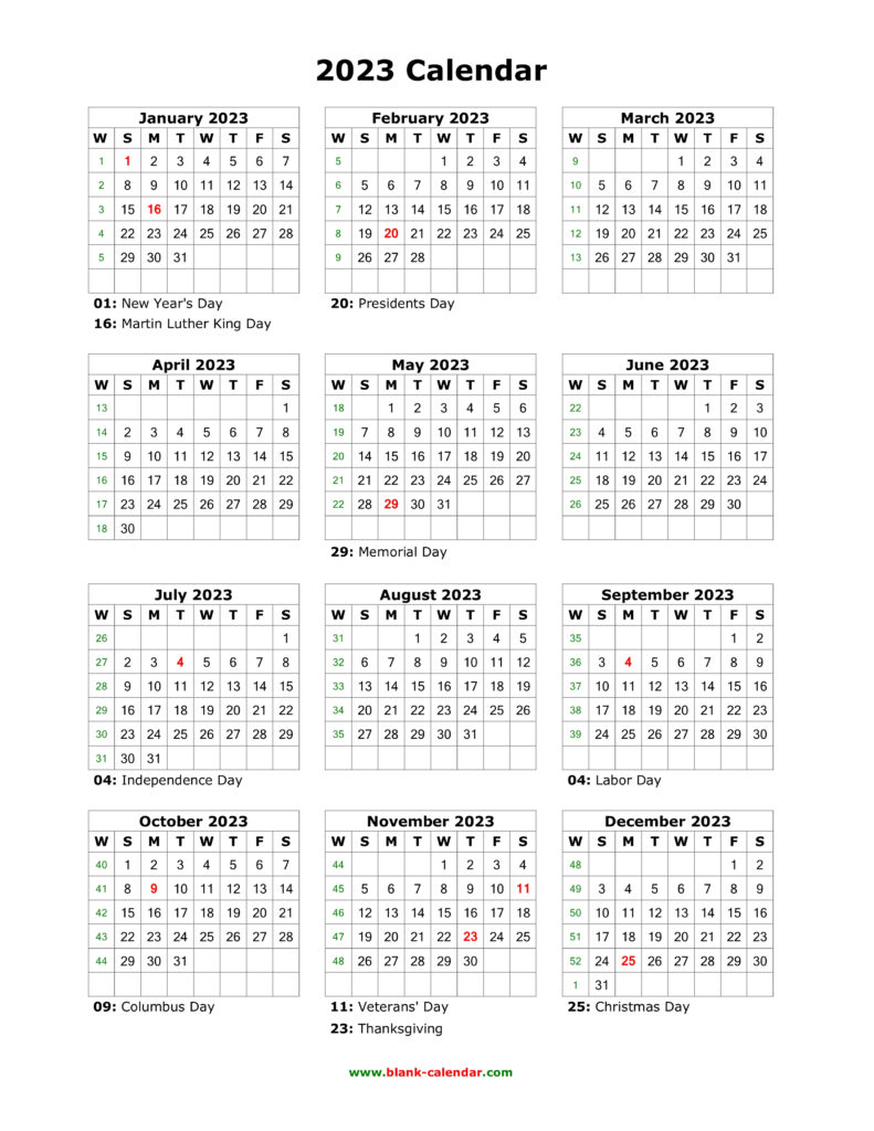 Printable Yearly Calendar 2023 Summafinance