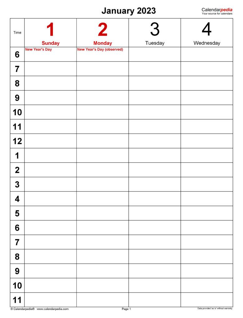 Weekly Calendars 2023 For PDF 12 Free Printable Templates